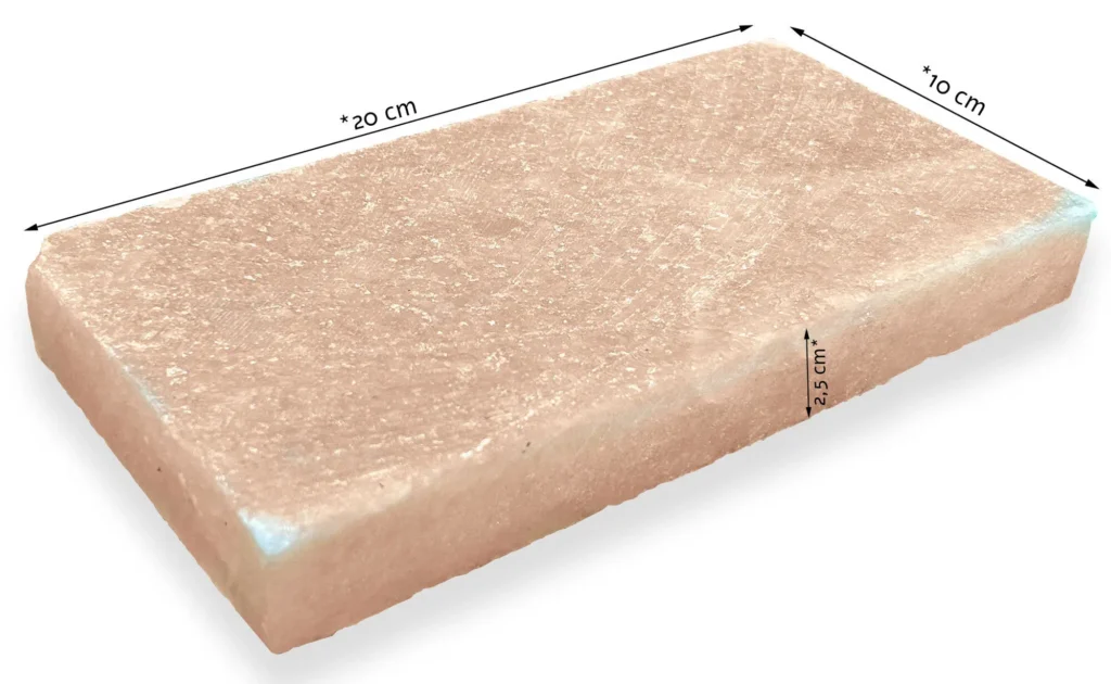 Cegła solna himalajska wymiary 20x10x2.5 cm