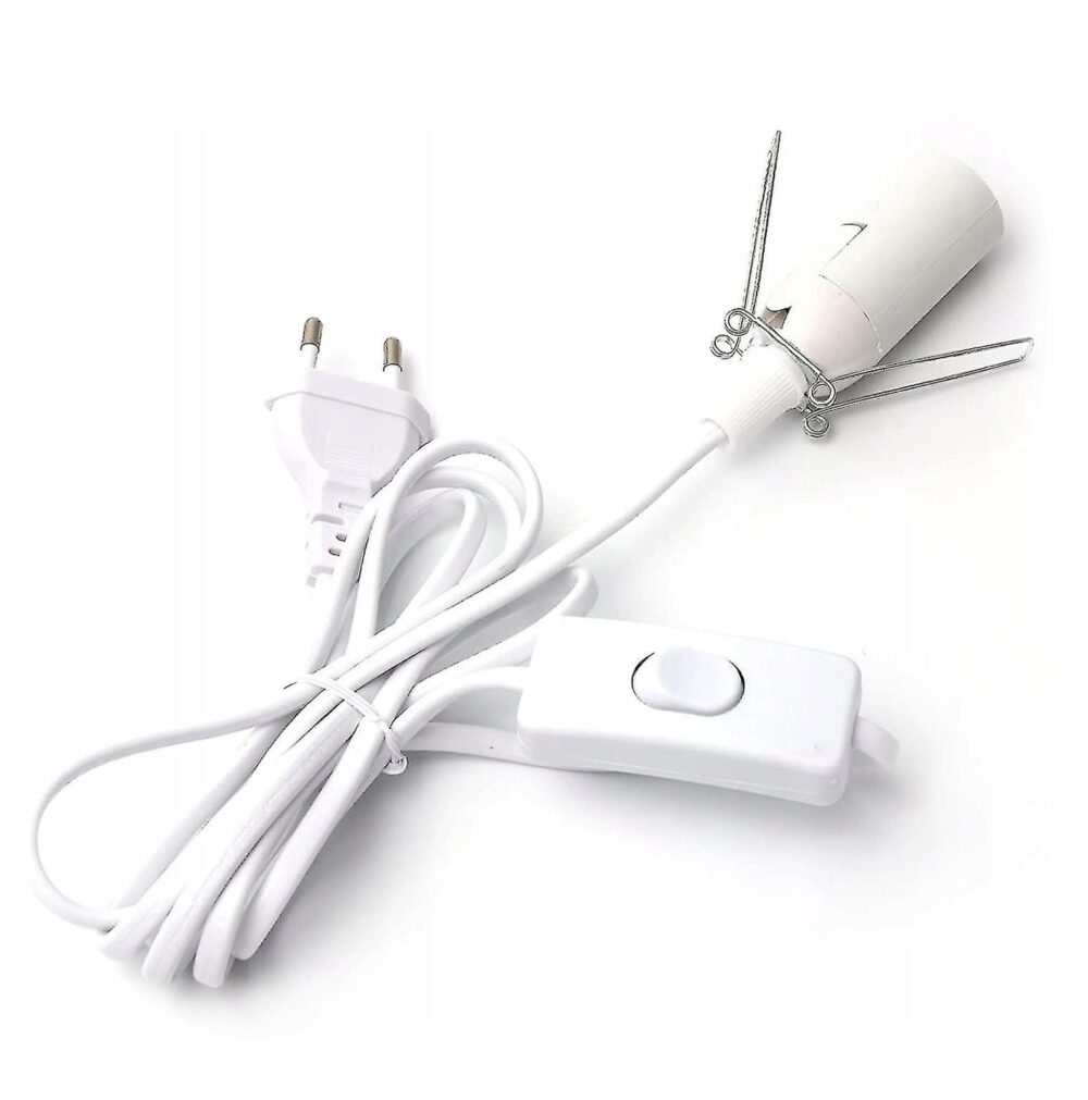 Kabel zasilający do lampy solnej E14 z żarówką 15W DŁUGI, BIAŁY - obrazek 8