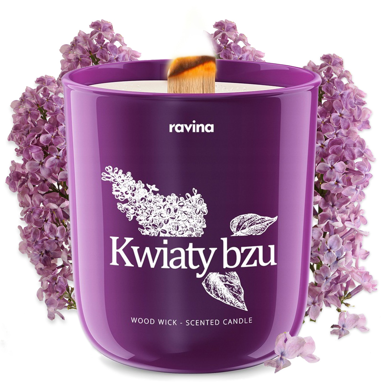 Świeca zapachowa sojowa naturalna zapach kwiatowy Bzu Bez na prezent - obrazek 2