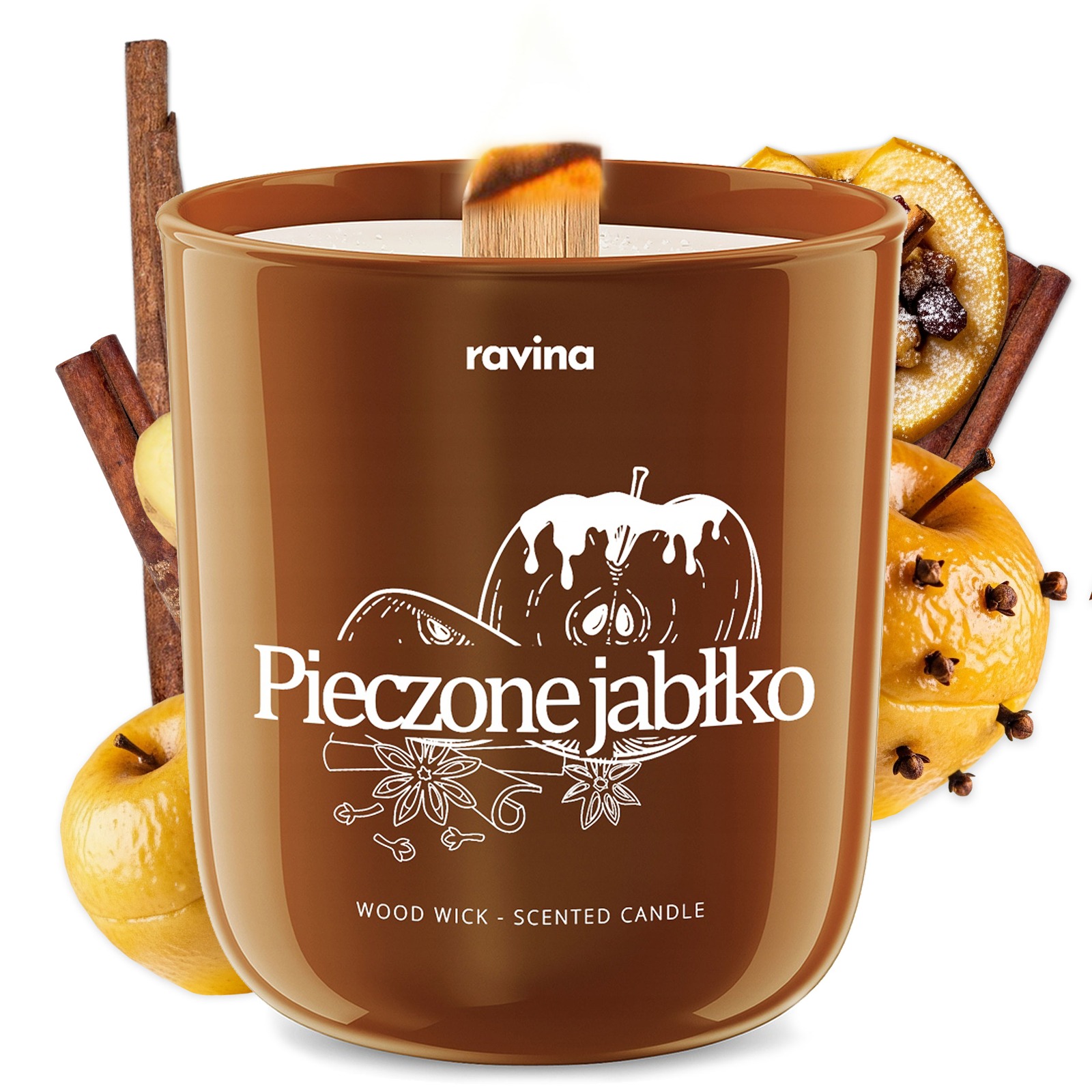 Świeca tradycyjna sojowa Pieczone Jabłko świąteczna jesienna naturalna - obrazek 2