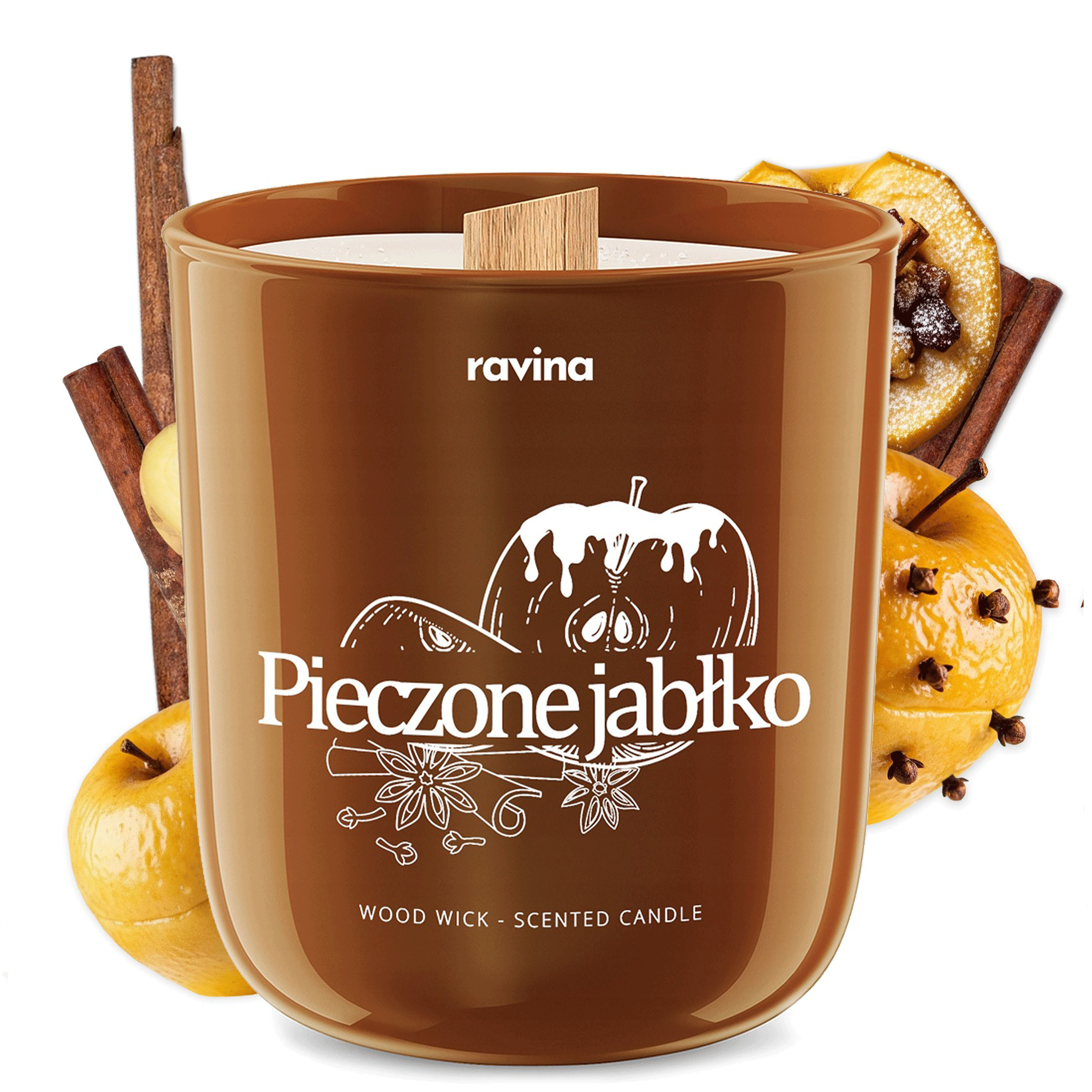 Świeca tradycyjna sojowa Pieczone Jabłko świąteczna jesienna naturalna