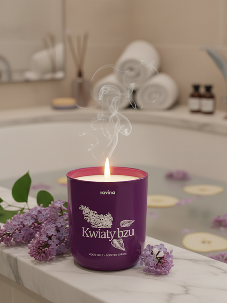 Świeca zapachowa sojowa naturalna zapach kwiatowy Bzu Bez na prezent - obrazek 5
