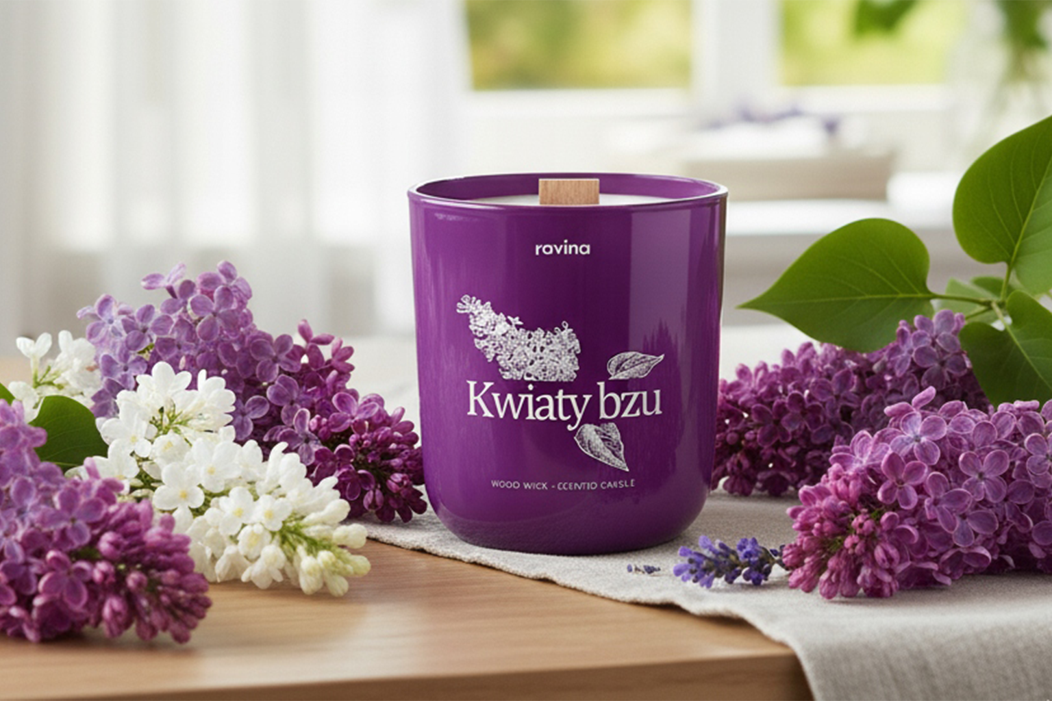 Świeca zapachowa sojowa naturalna zapach kwiatowy Bzu Bez na prezent - obrazek 4