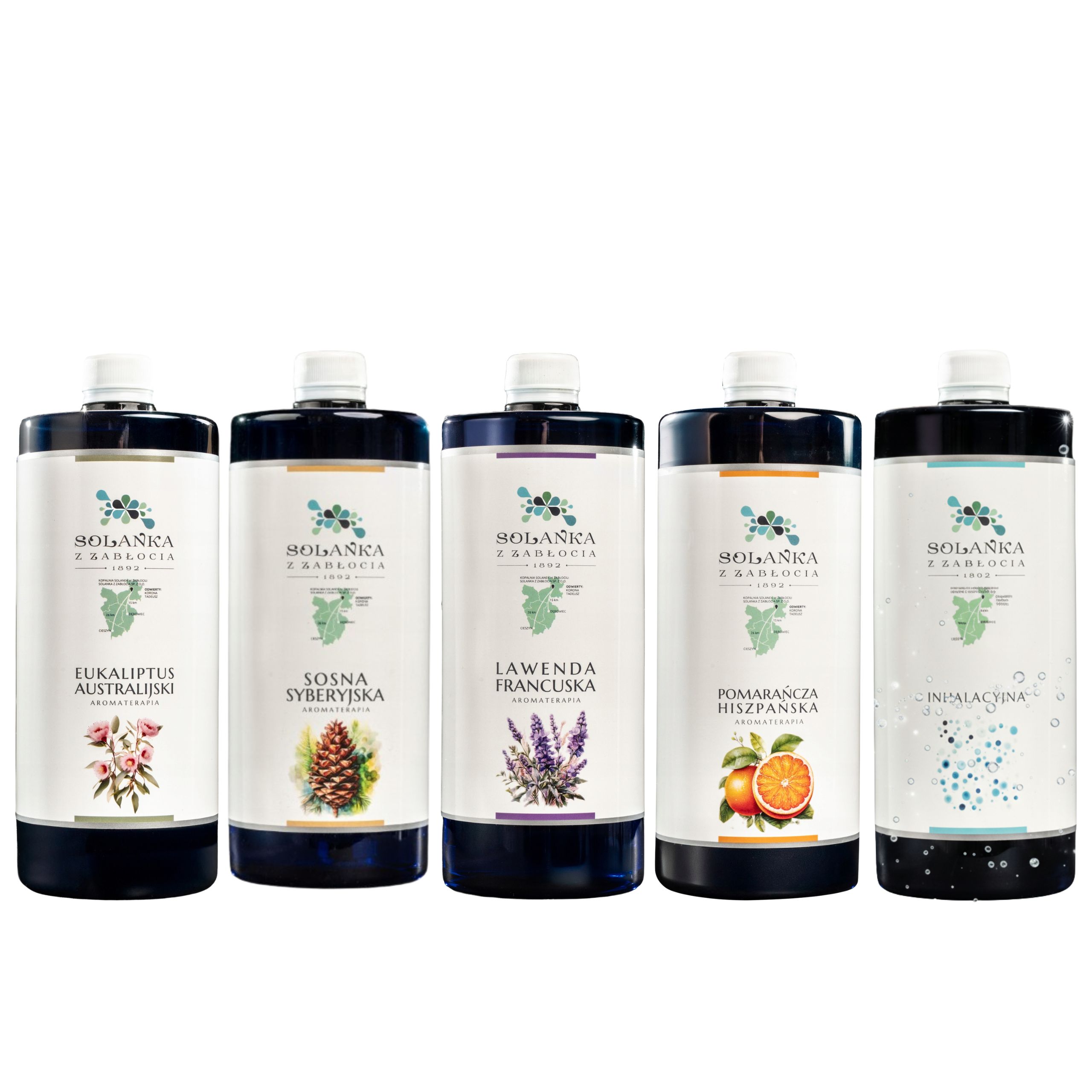 Zabłocka Solanka zestaw 5x1L Inhalacyjna Lawenda Eukaliptus Sosna Pomarańcz