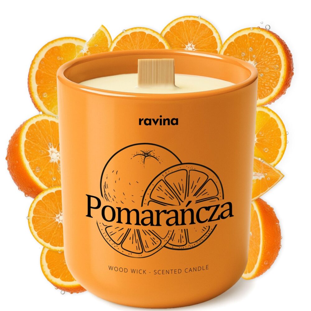 Świeca tradycyjna sojowa Pomarańcza Świąteczna Jesienna Prezent