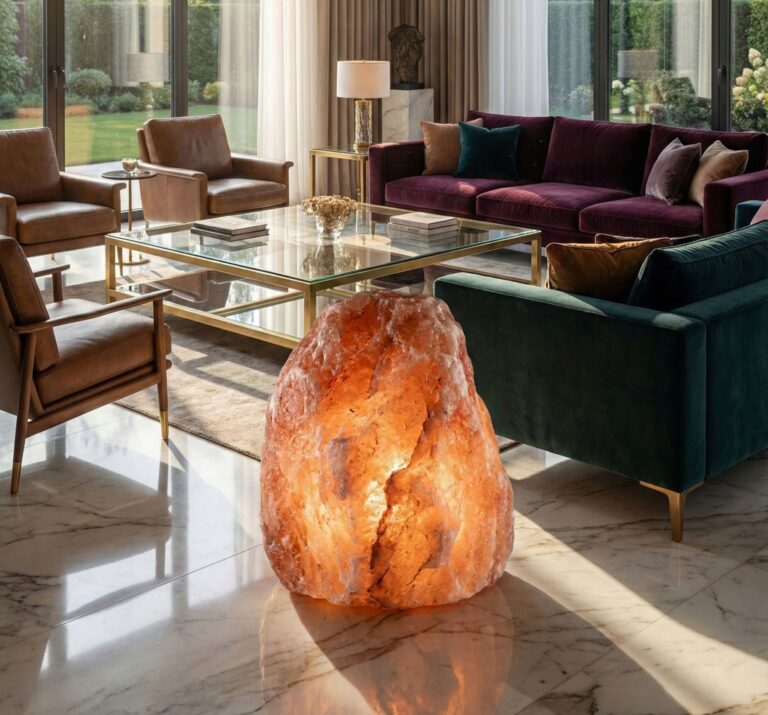 Duża lampa solna GAIA z soli kłodawskiej mierząca 70 cm