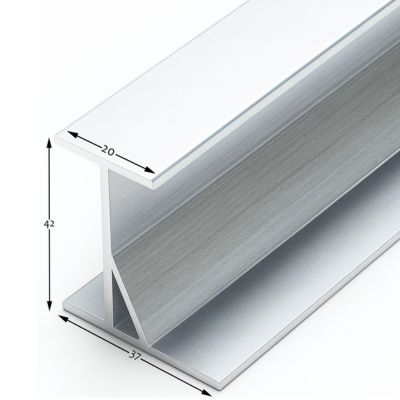 Rysunek techniczny wymiarów profilu aluminiowego do ścian solnych 42mm x 37mm x 20mm